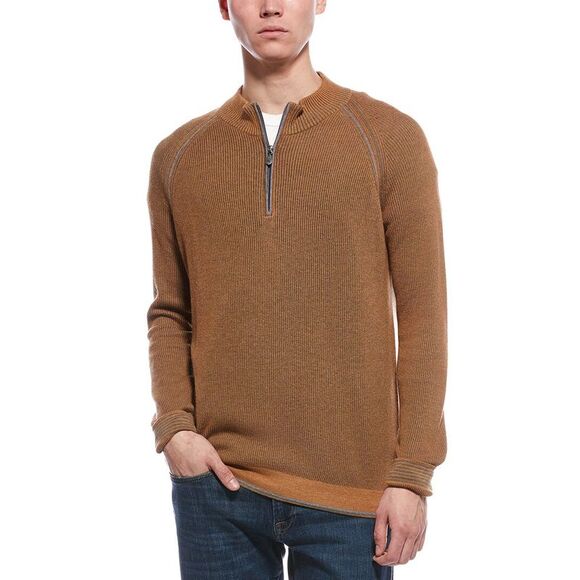 Raffi MensEnglish Rib 1/4-Zip Sweater Brown
